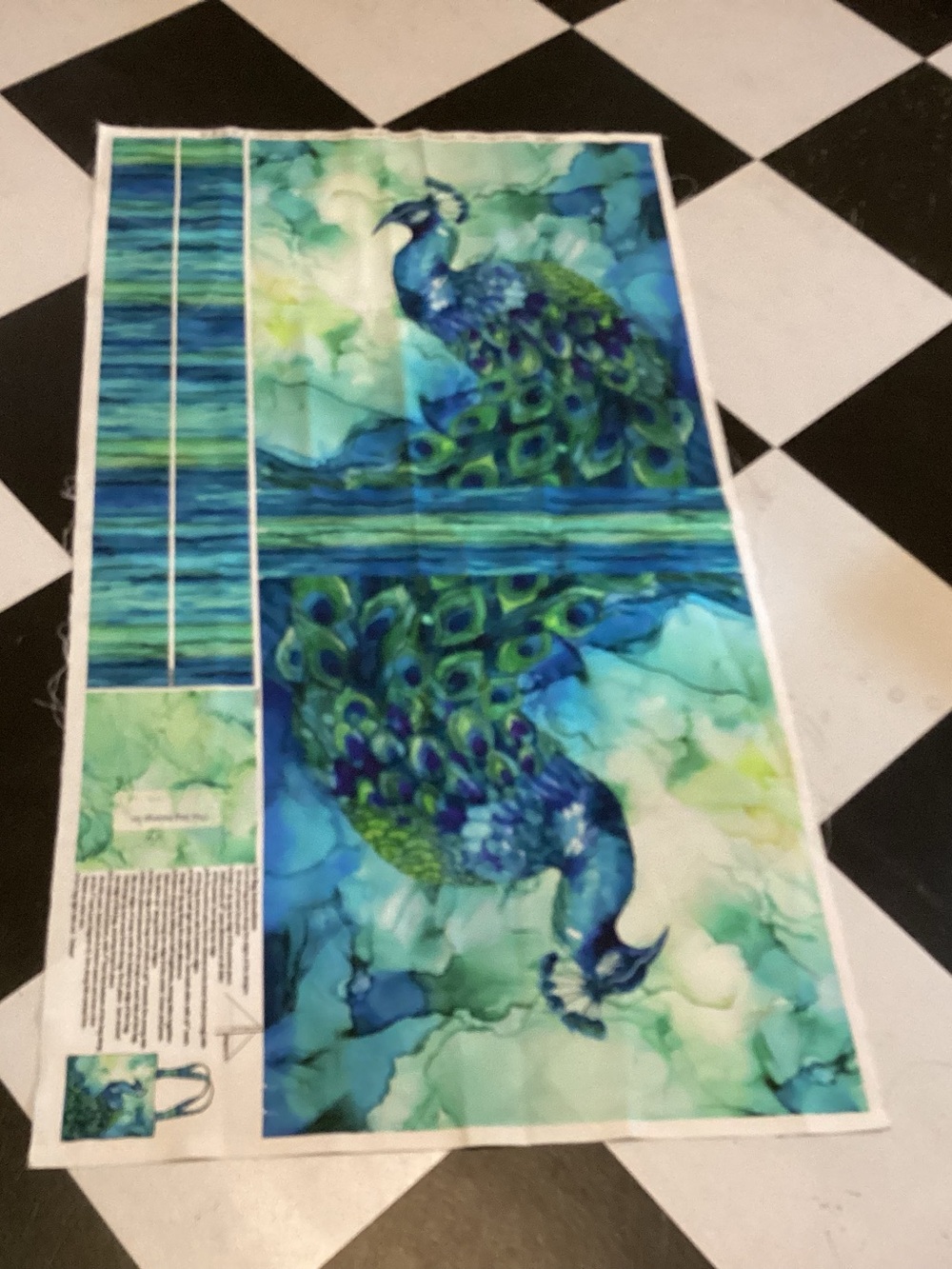 peacock bag panel cotton canvas